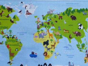 Spieleteppich aus Filz Weltkart mit Tieren Panel ca. 67cm